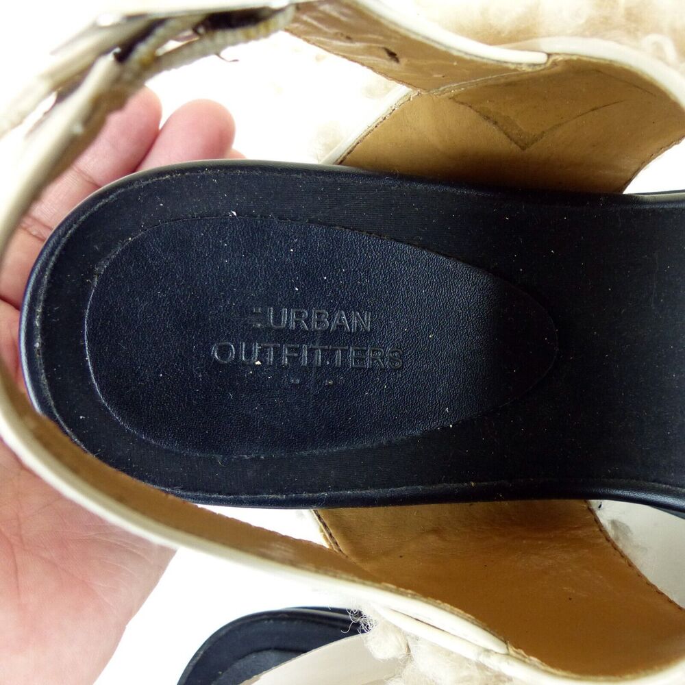 Urban Outfitters Sandal Womens 7 Beige Lexi Faux Sherpa Straps Platform Gorpcore - Picture 12 of 14